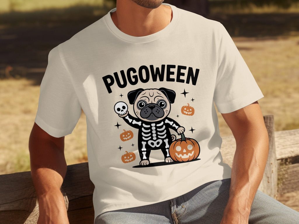 Pugoween Halloween Pug Dog Skeleton Costume T-Shirts