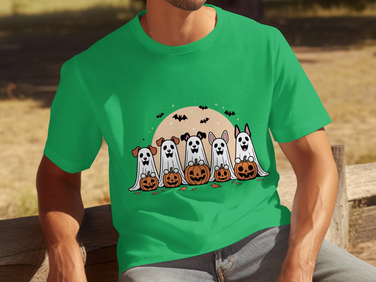 Spooky Dog Ghosts With Pumpkins Halloween Cute Season T-Shirts