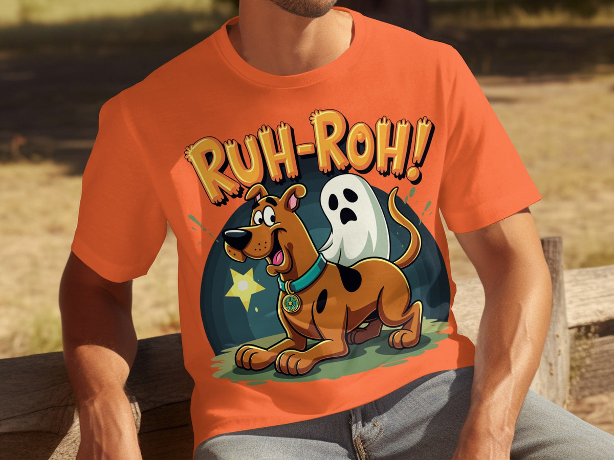 Ruh Roh Scooby Doo With Ghost Cartoon Style Design T-Shirts