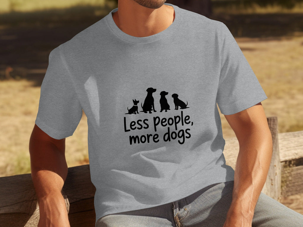 Less People More Dogs Silhouette Image Funny Pet T-Shirts