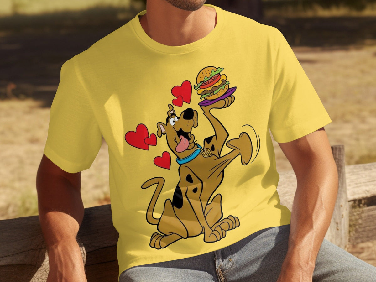 Scooby Doo Craves a Burger with Hearts Around Him T-Shirts