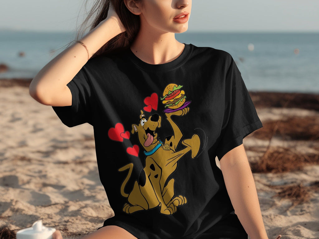 Scooby Doo Craves a Burger with Hearts Around Him T-Shirts