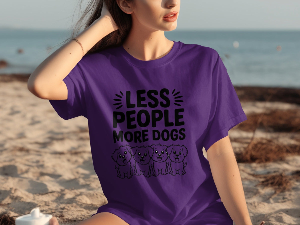 Less People More Dogs with Cute Dog Pets Art T-Shirts