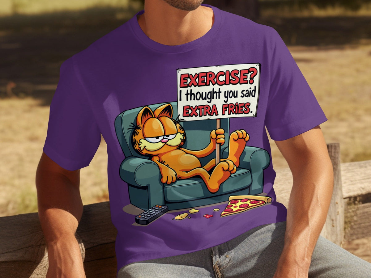 Garfield I Thought You Said Extra Fries Funny Cartoon T-Shirts