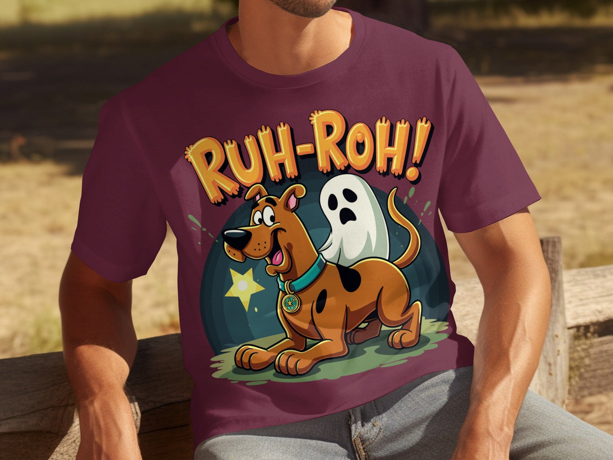 Ruh Roh Scooby Doo With Ghost Cartoon Style Design T-Shirts