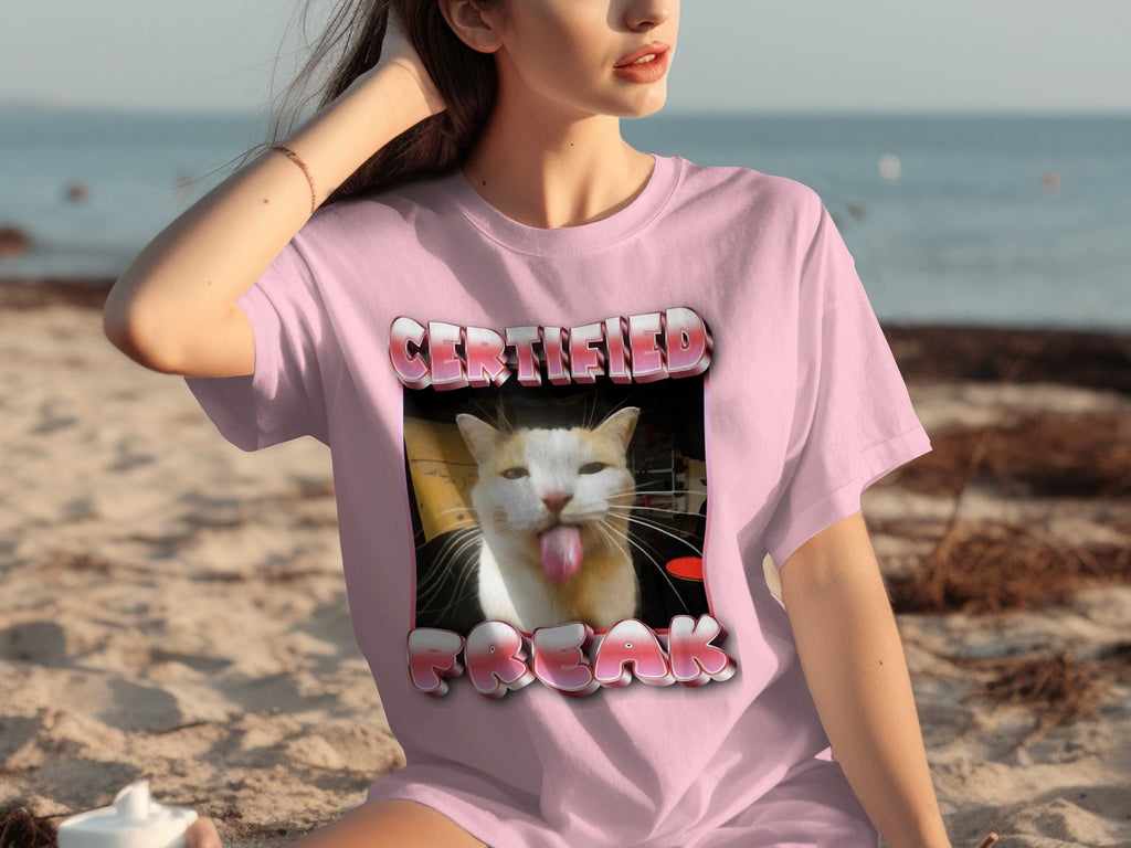 Certified Freak Hilarious Cat With Tongue Out T-Shirts