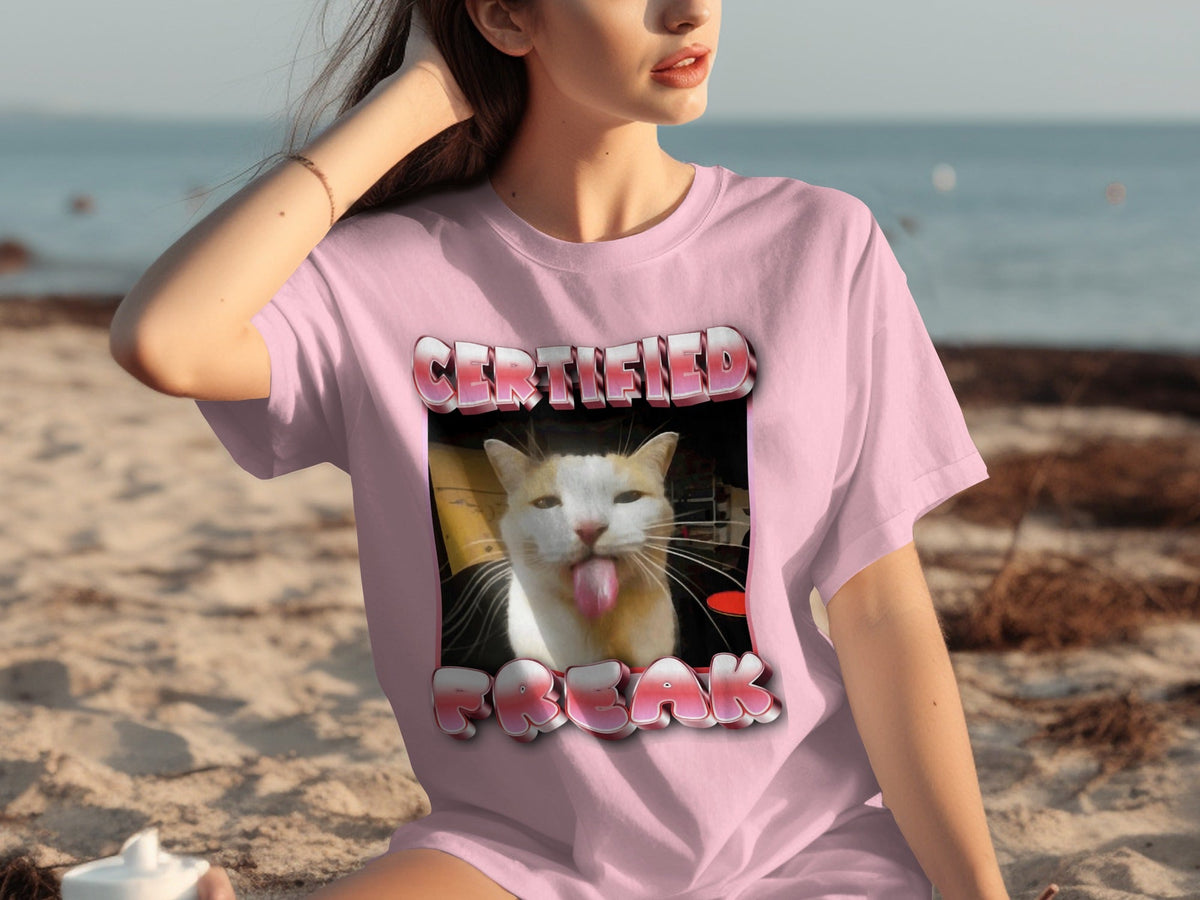 Certified Freak Hilarious Cat With Tongue Out T-Shirts