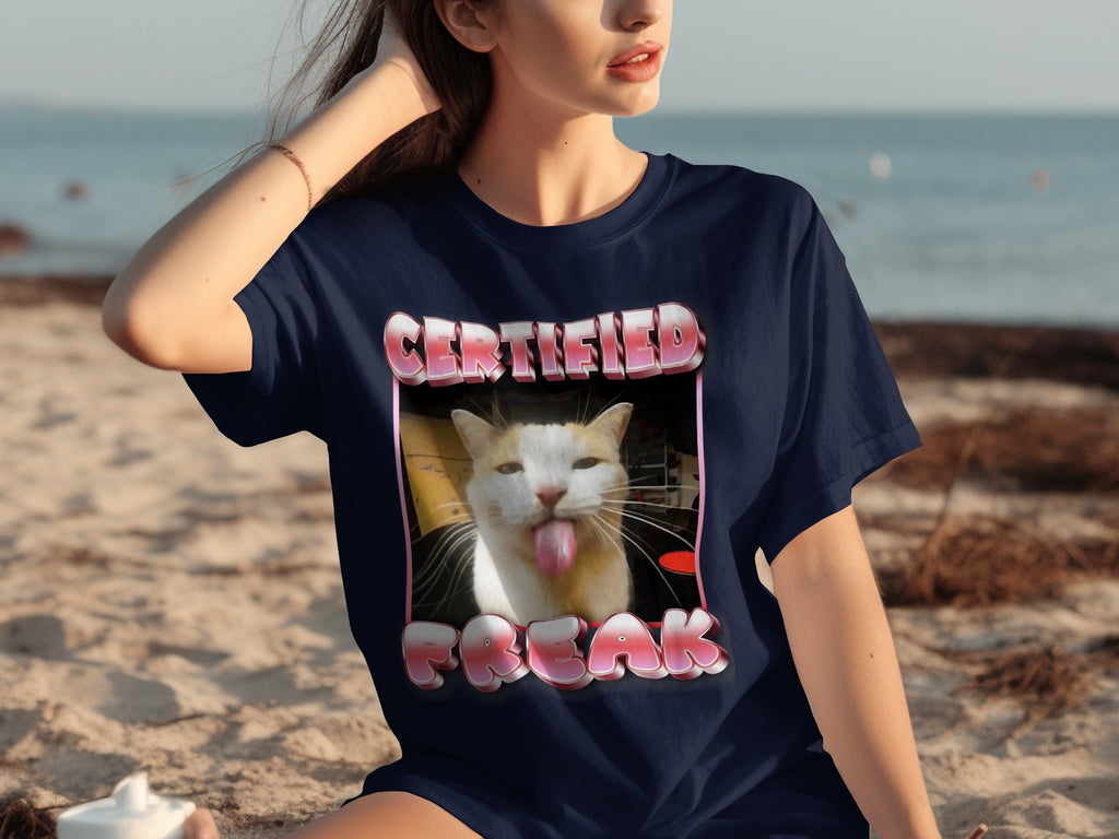 Certified Freak Hilarious Cat With Tongue Out T-Shirts