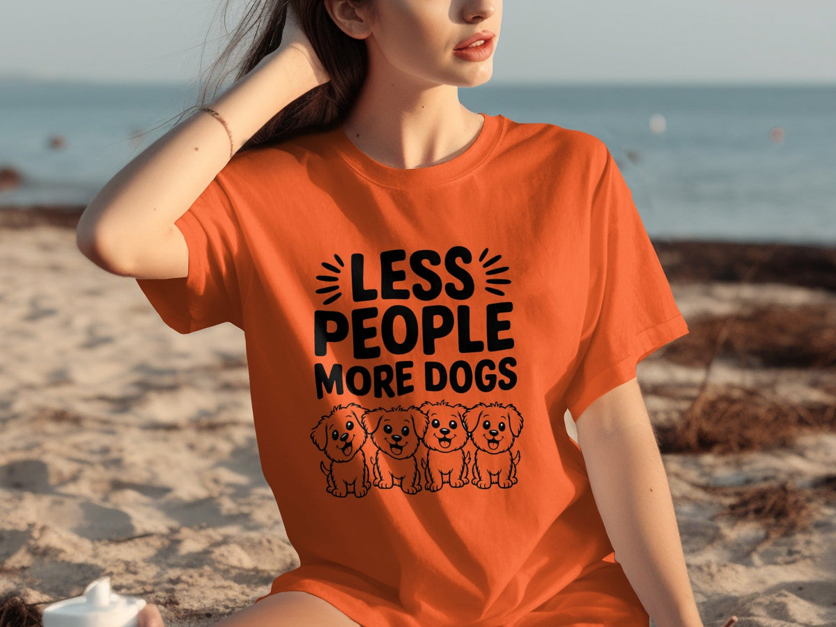 Less People More Dogs with Cute Dog Pets Art T-Shirts