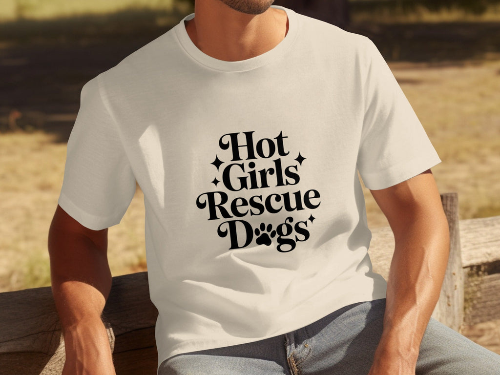 Hot Girls Rescue Dogs Graphic Print Novelty Design T-Shirts