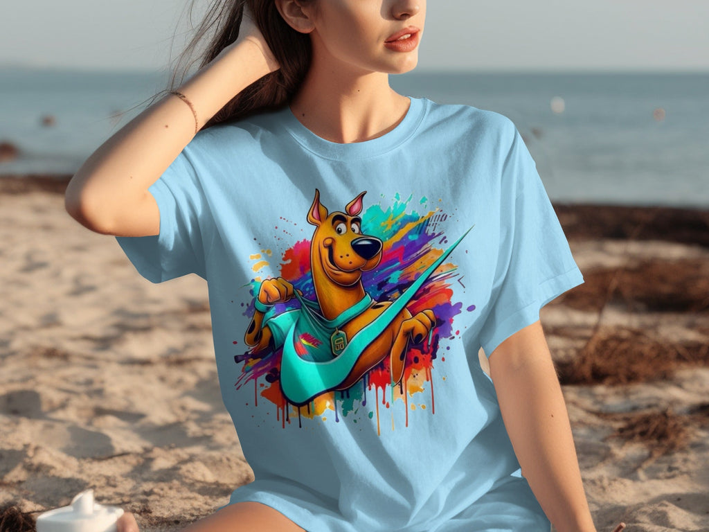Scooby Doo With Nike Logo Trendy Colorful Splash T-Shirts