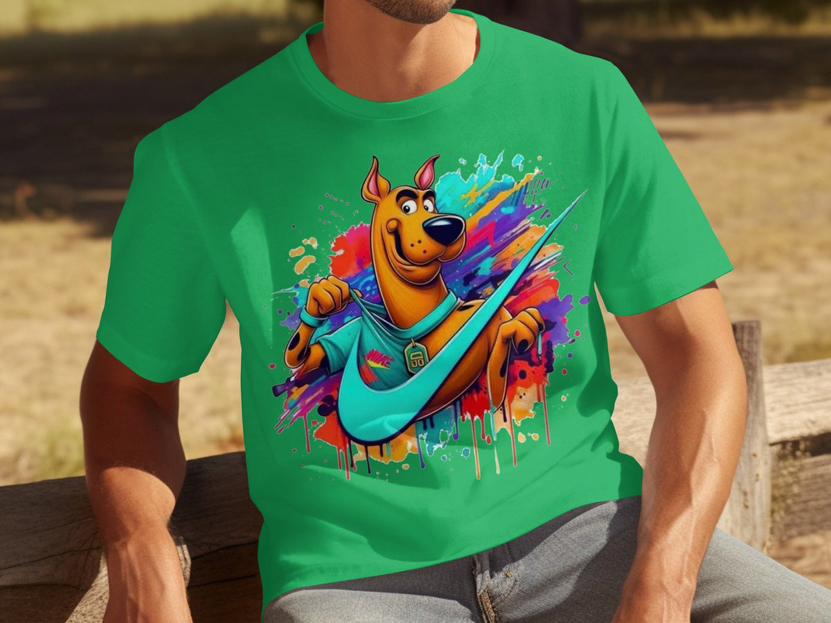 Scooby Doo With Nike Logo Trendy Colorful Splash T-Shirts