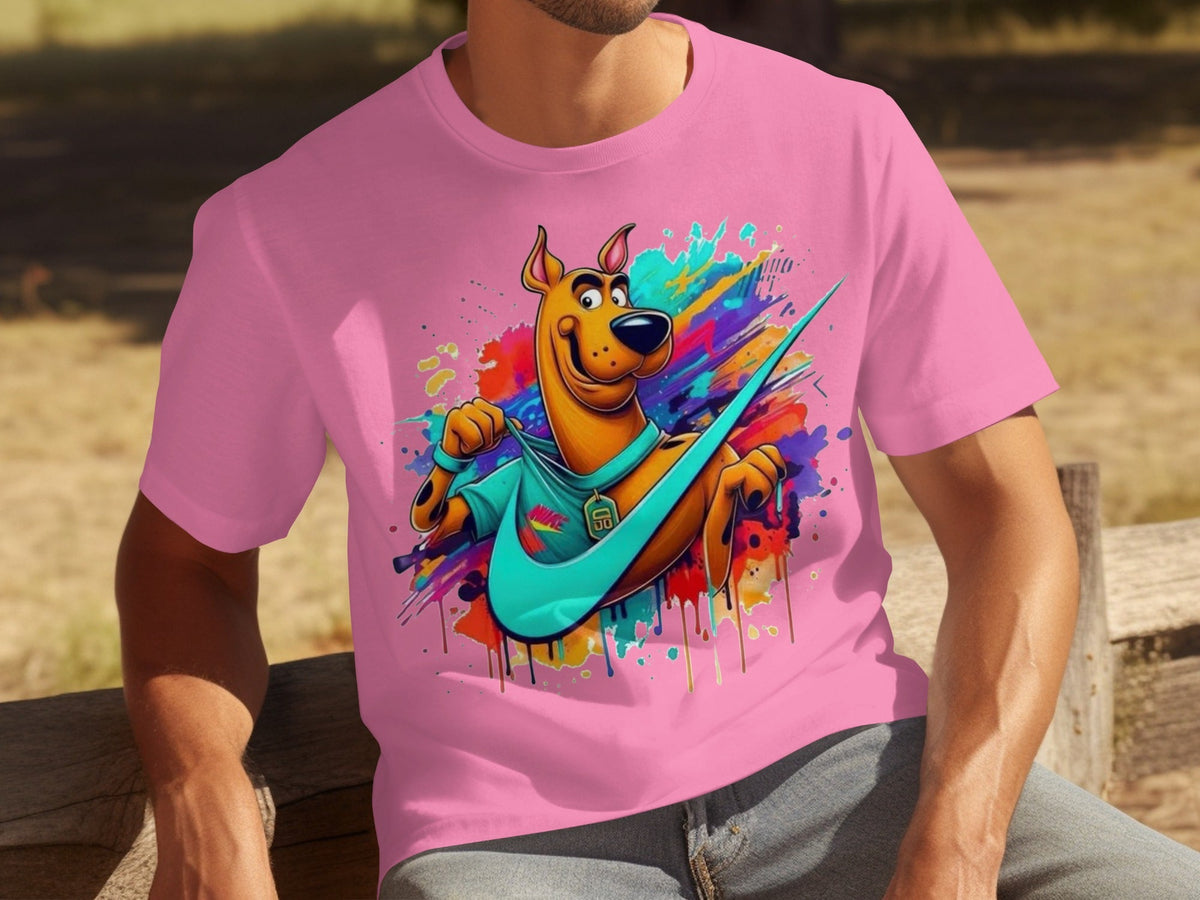 Scooby Doo With Nike Logo Trendy Colorful Splash T-Shirts
