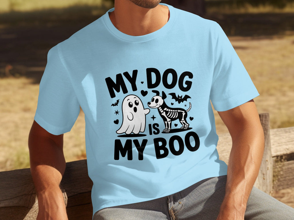 My Dog IS My Boo Halloween Ghost Dog Skeleton Art T-Shirts