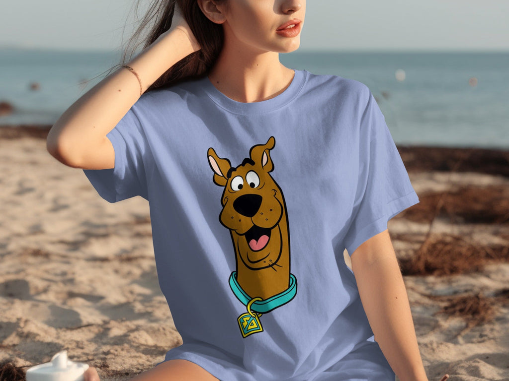 Scooby Doo Headshot Featuring His Tag Cartoon T-Shirts