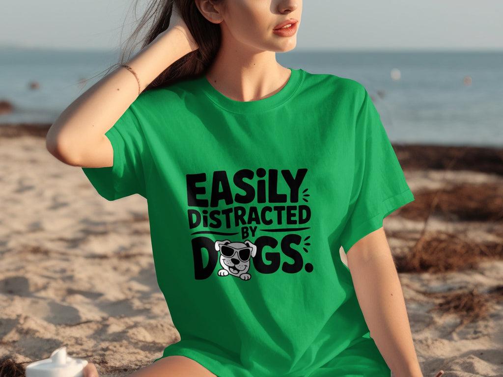 Easily Distracted By Dogs Cute Puppy Illustration T-Shirts product image 5