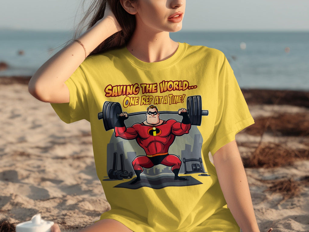 Saving the World One Rep at a Time Heroic Gym T-Shirts