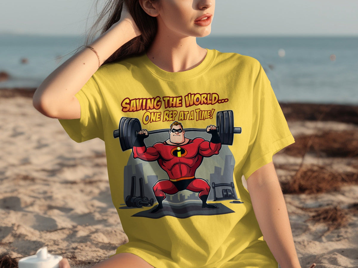 Saving the World One Rep at a Time Heroic Gym T-Shirts