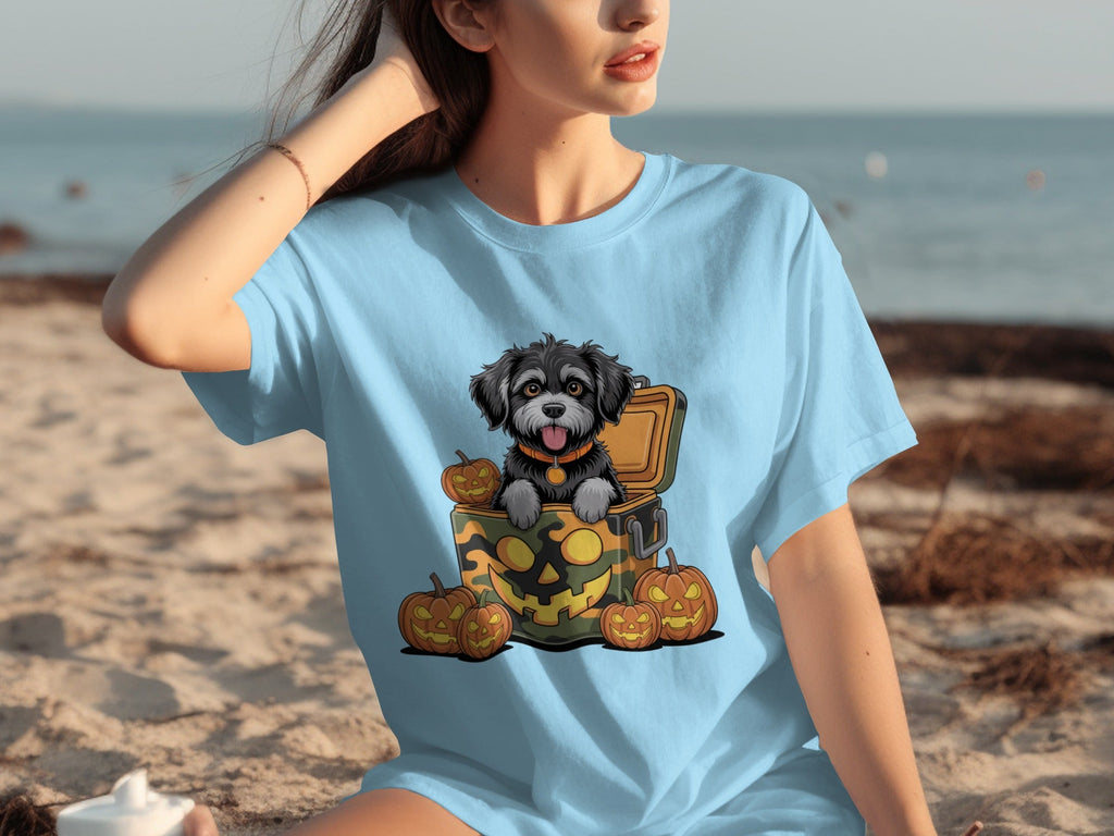 Cute Dog In a Pumpkin Container Halloween Season T-Shirts