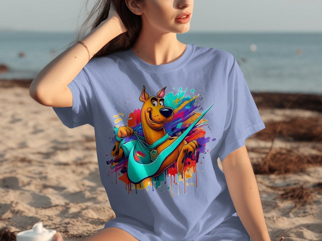 Scooby Doo With Nike Logo Trendy Colorful Splash T-Shirts