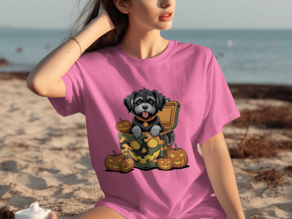 Cute Dog In a Pumpkin Container Halloween Season T-Shirts