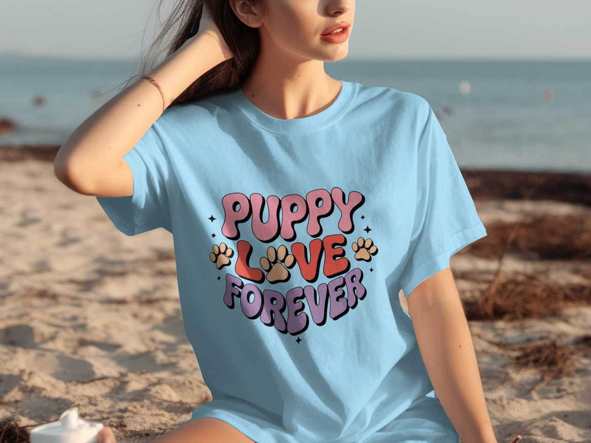 Puppy Love Forever Retro Style Graphic Design T-Shirts