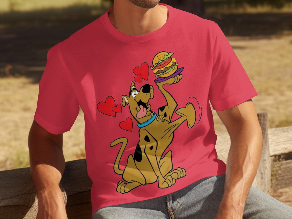 Scooby Doo Craves a Burger with Hearts Around Him T-Shirts