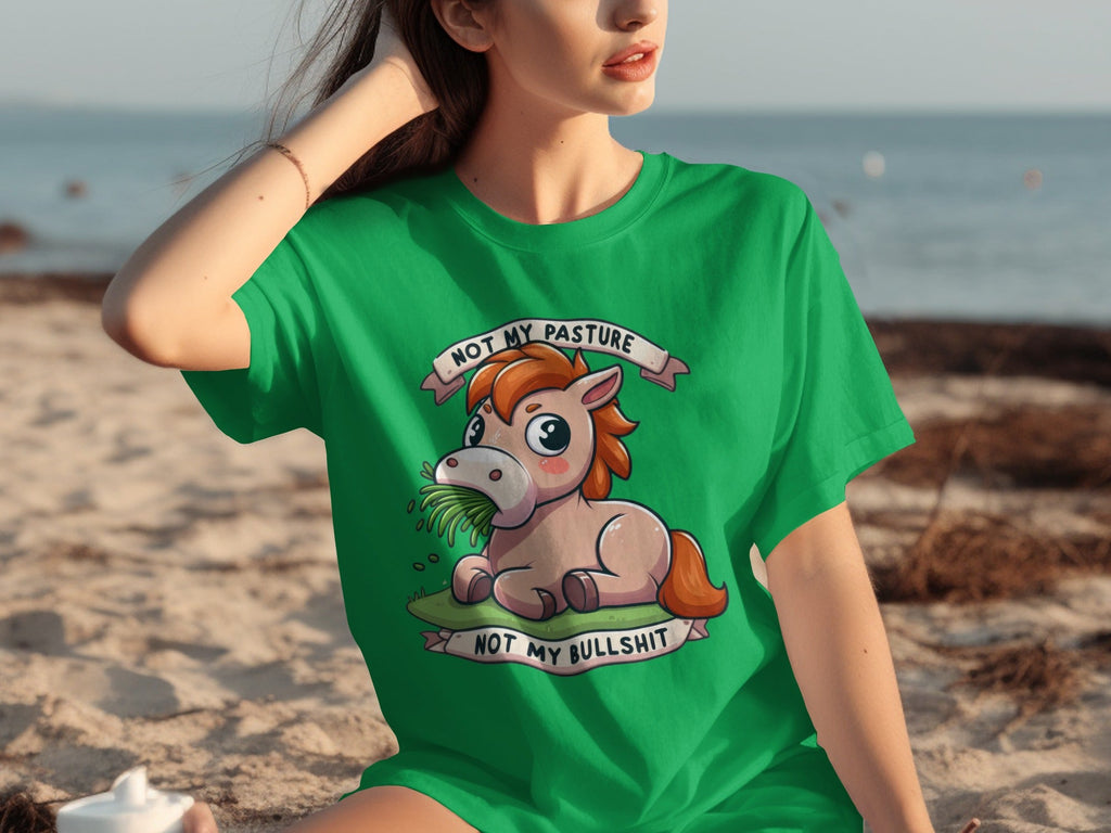 Not My Pasture Cute Horse With Phrase Funny Slogan T-Shirts
