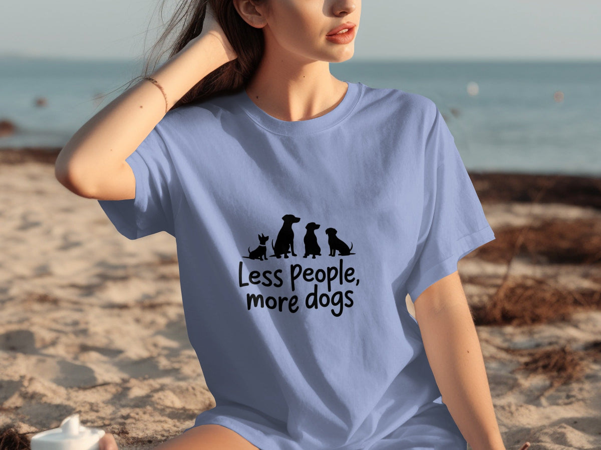 Less People More Dogs Silhouette Image Funny Pet T-Shirts