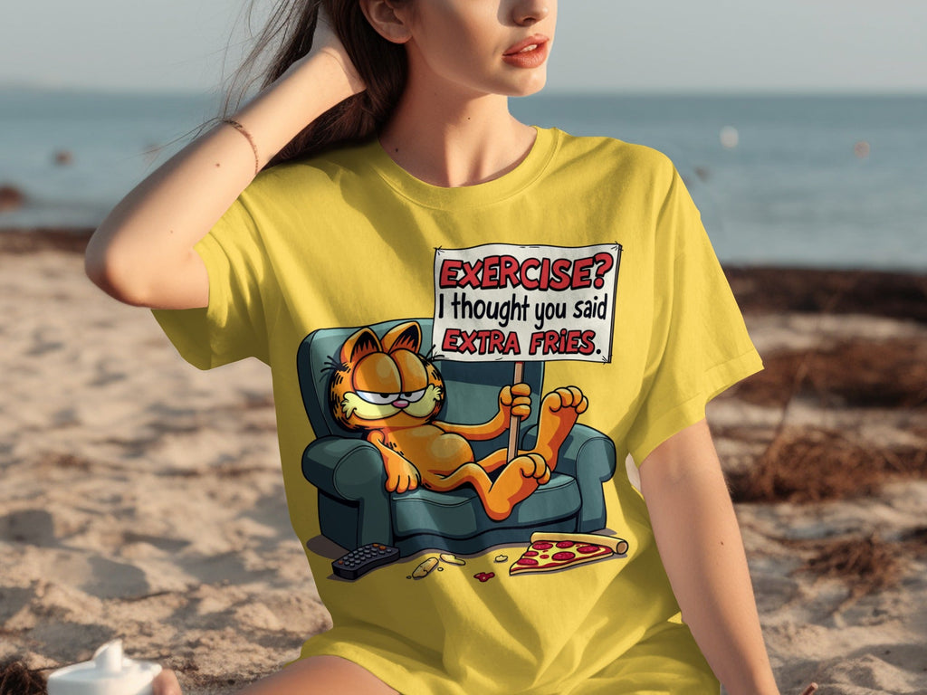 Garfield I Thought You Said Extra Fries Funny Cartoon T-Shirts