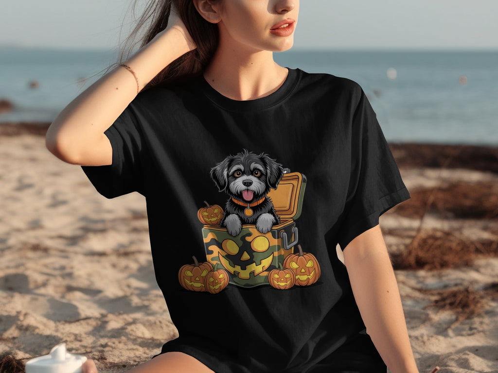Cute Dog In a Pumpkin Container Halloween Season T-Shirts
