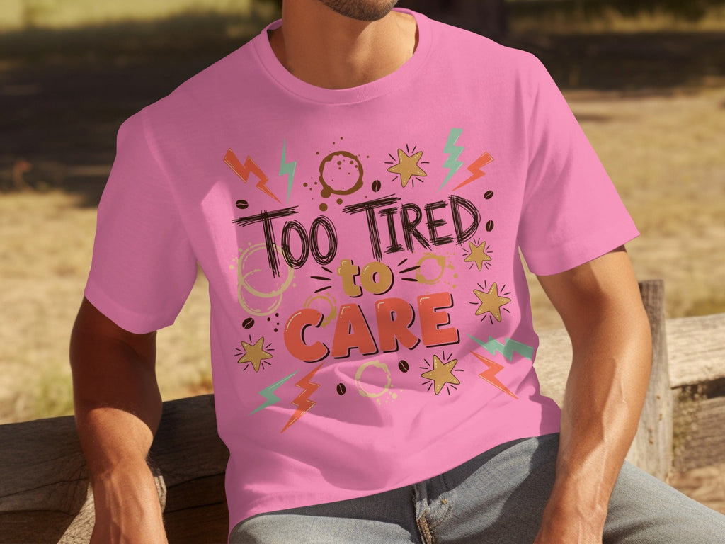 Too Tired to Care With Coffee Elements Design T-Shirts product image 18