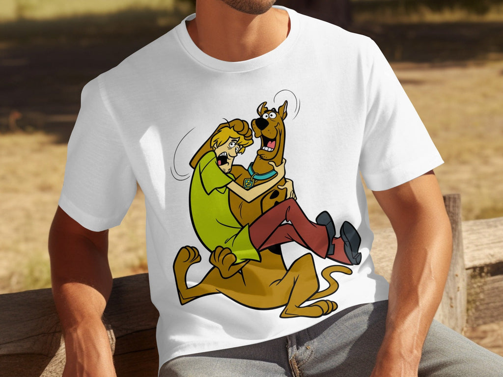Shaggy Riding Scooby Doo Scared Cartoon Character T-Shirts