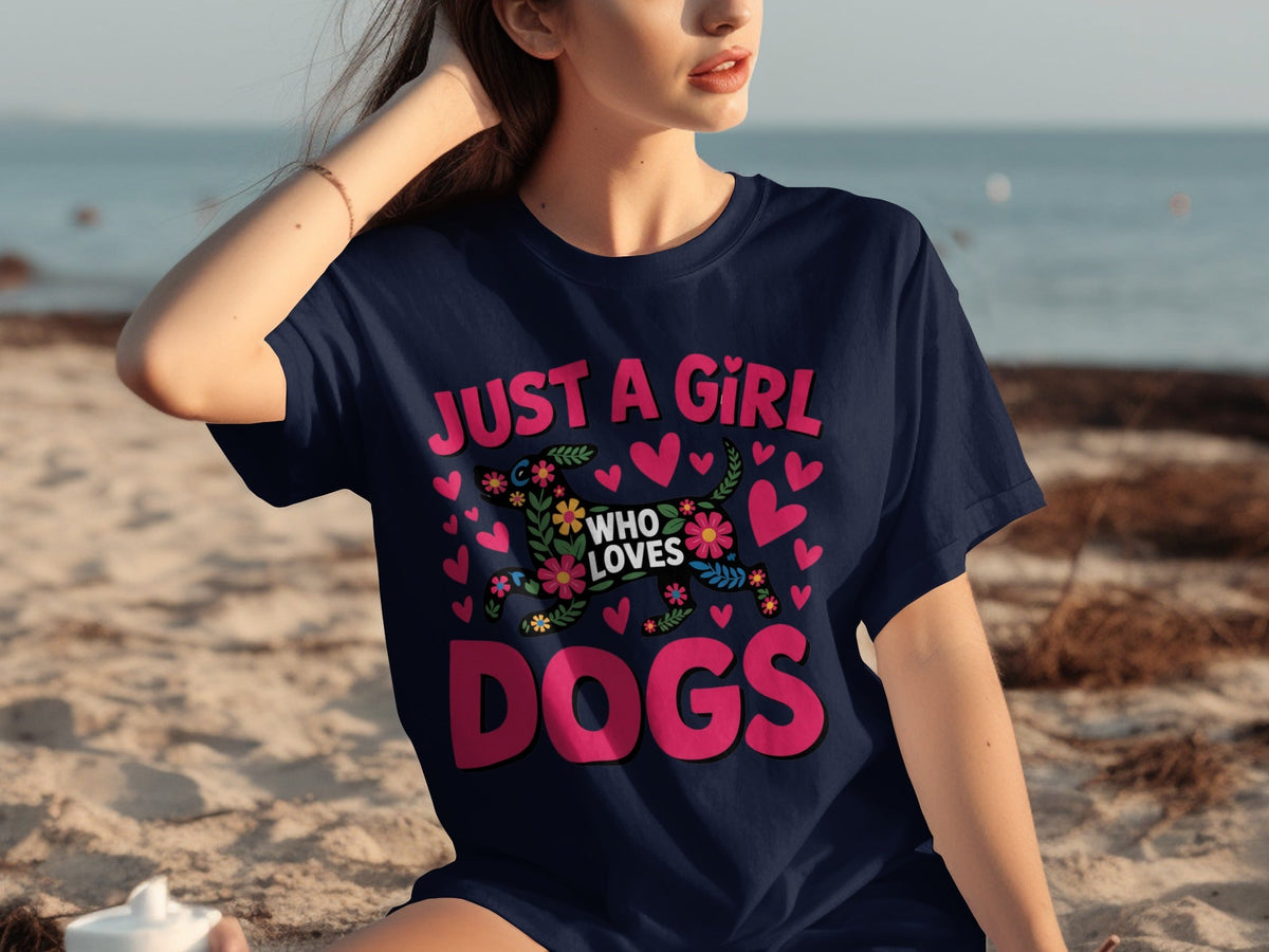 Just A Girl Who Loves Dogs With Floral Dog T-Shirts product image 9