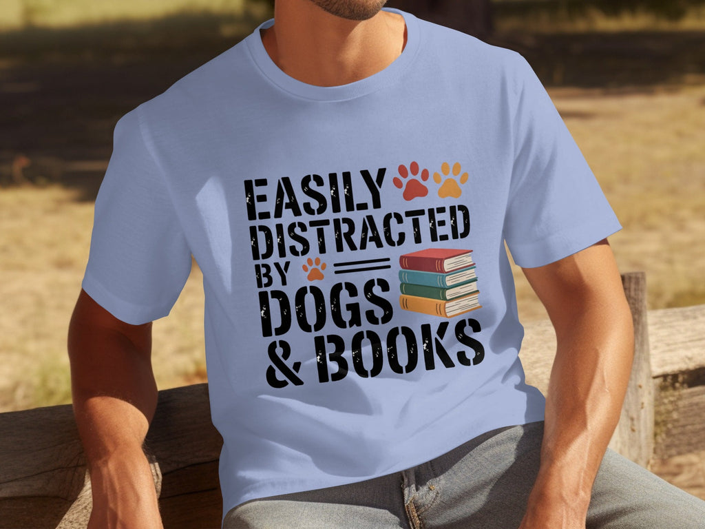 Easily Distracted by Dogs & Books Design Cool T-Shirts product image 28