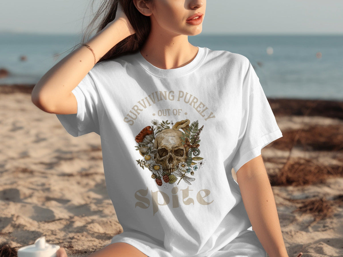Surviving Purely Out of Spite Floral Skull T-Shirts product image 29