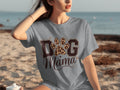 Dog Mama Lettering Design Leopard Paw Print Graphic T-Shirts