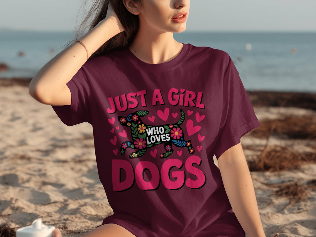 Just A Girl Who Loves Dogs With Floral Dog T-Shirts product image 11