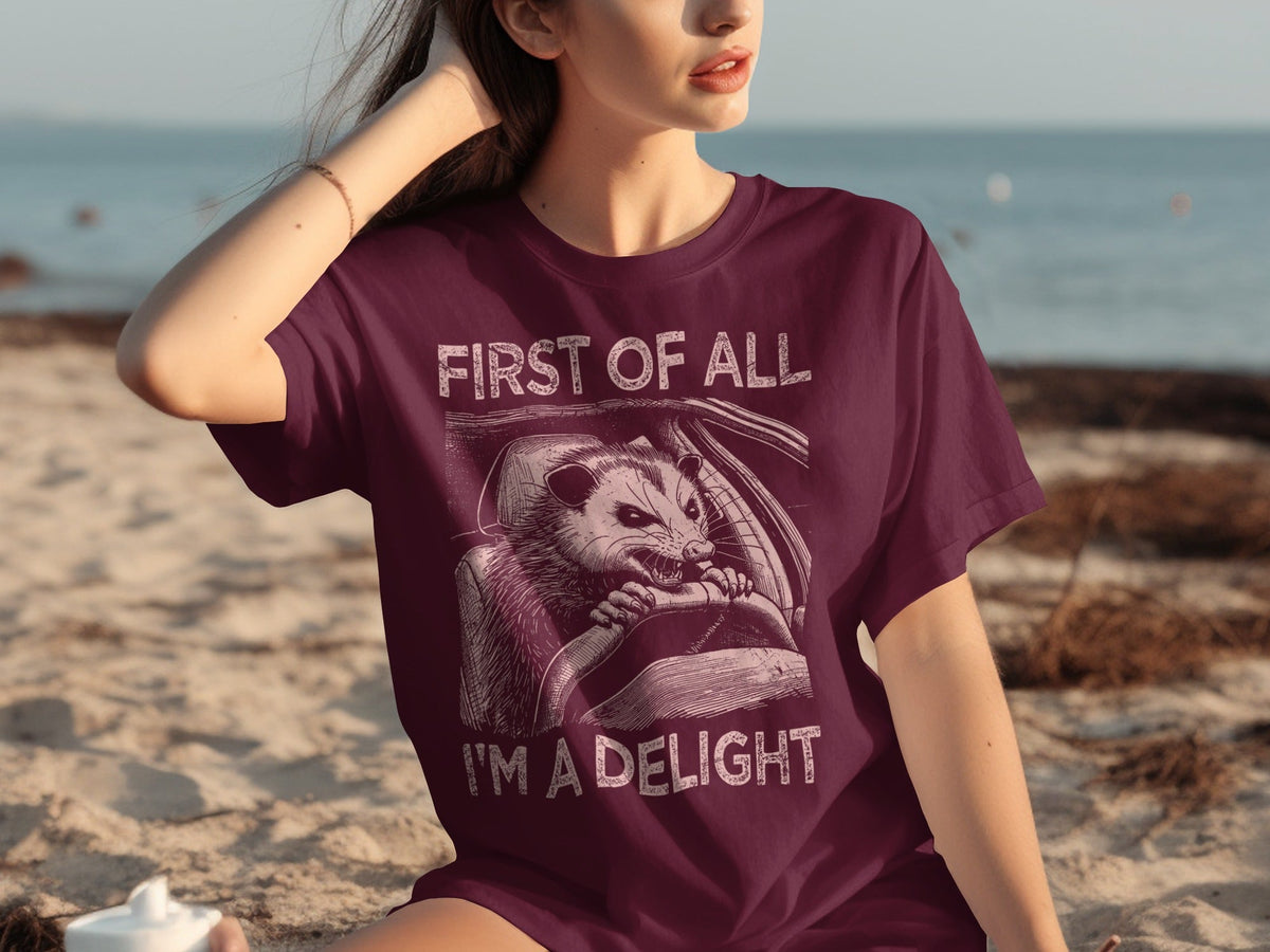 Funny Driving Raccoon First Of All I Am A Delight T-Shirts product image 26