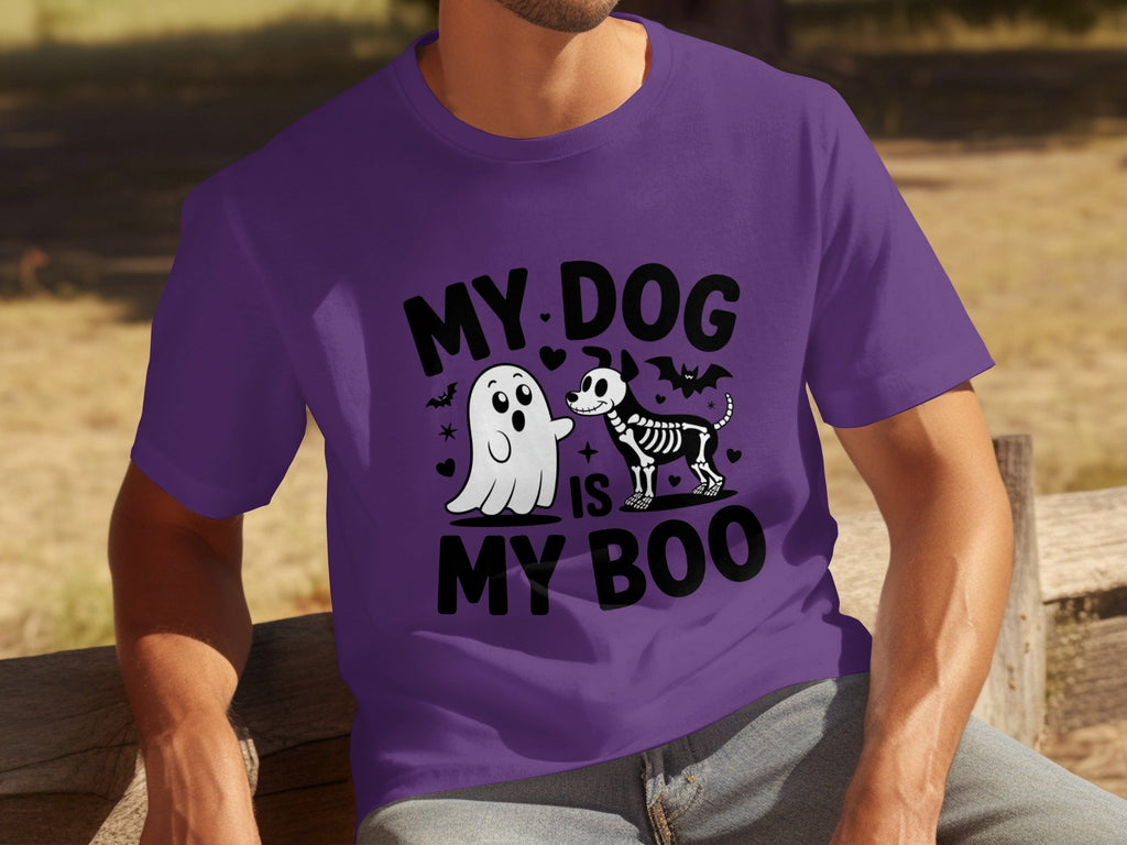 My Dog IS My Boo Halloween Ghost Dog Skeleton Art T-Shirts