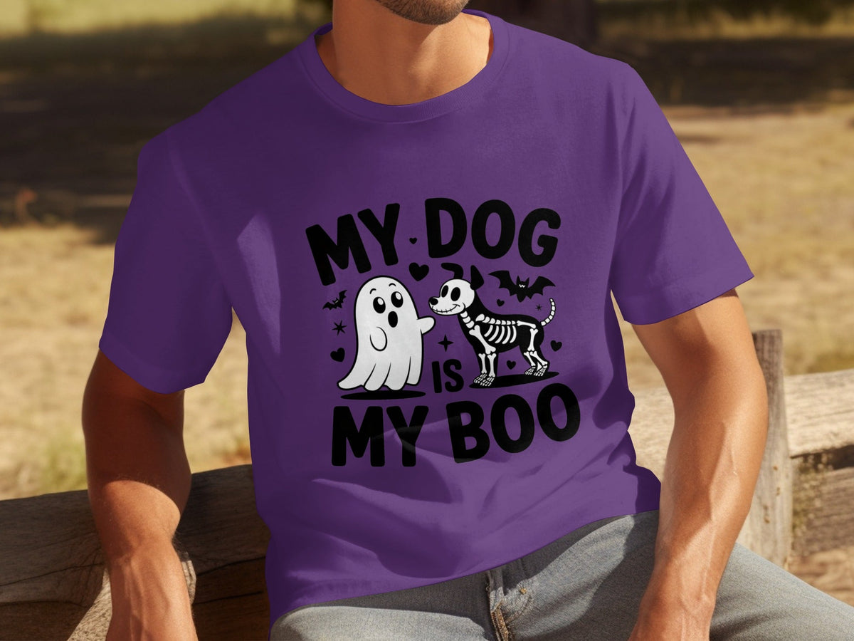 My Dog IS My Boo Halloween Ghost Dog Skeleton Art T-Shirts