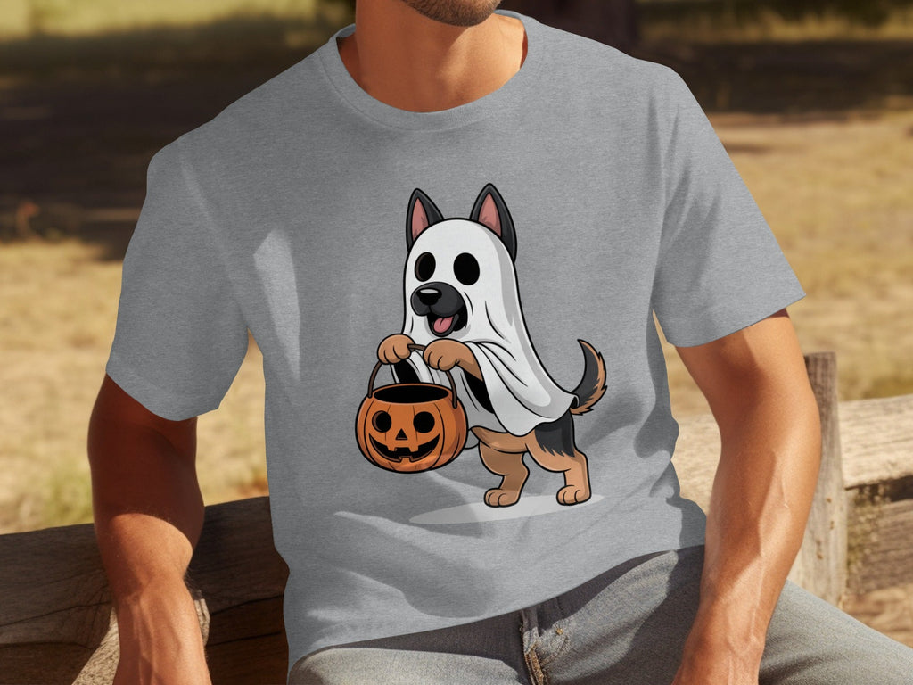 Cute German Shepherd Dressed as Ghost for Halloween T-Shirts
