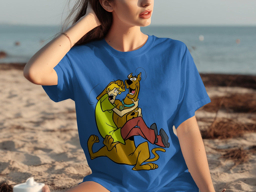 Shaggy Riding Scooby Doo Scared Cartoon Character T-Shirts