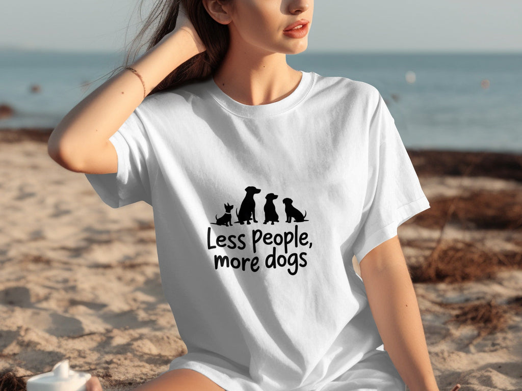 Less People More Dogs Silhouette Image Funny Pet T-Shirts