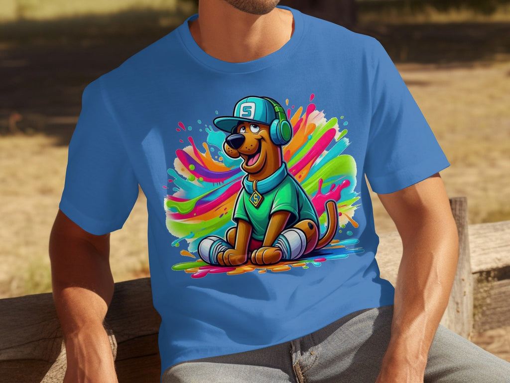 Scooby Doo with Headphones and Cap Colorful Art T-Shirts