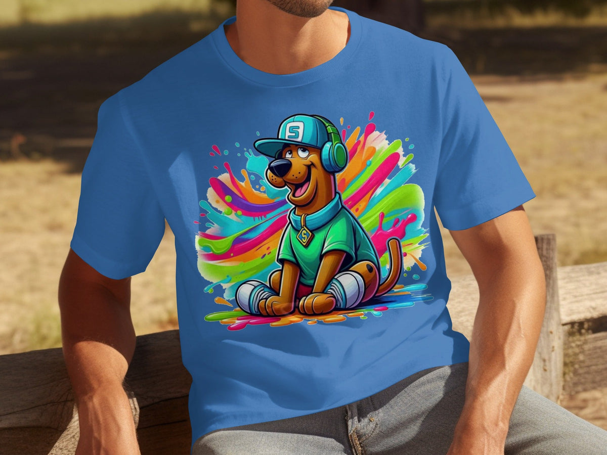 Scooby Doo with Headphones and Cap Colorful Art T-Shirts