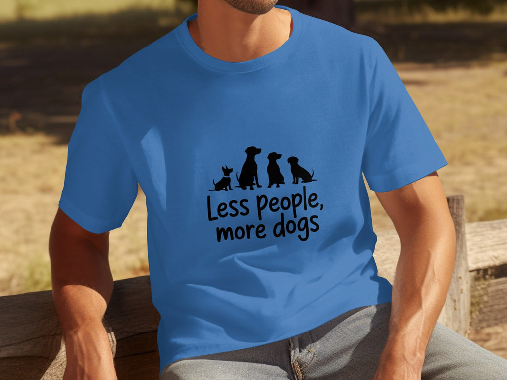 Less People More Dogs Silhouette Image Funny Pet T-Shirts