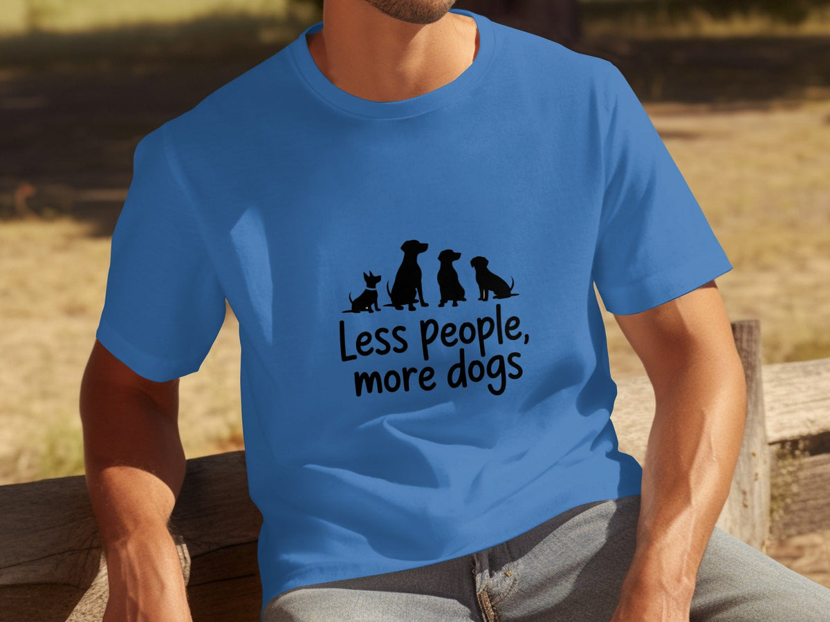 Less People More Dogs Silhouette Image Funny Pet T-Shirts