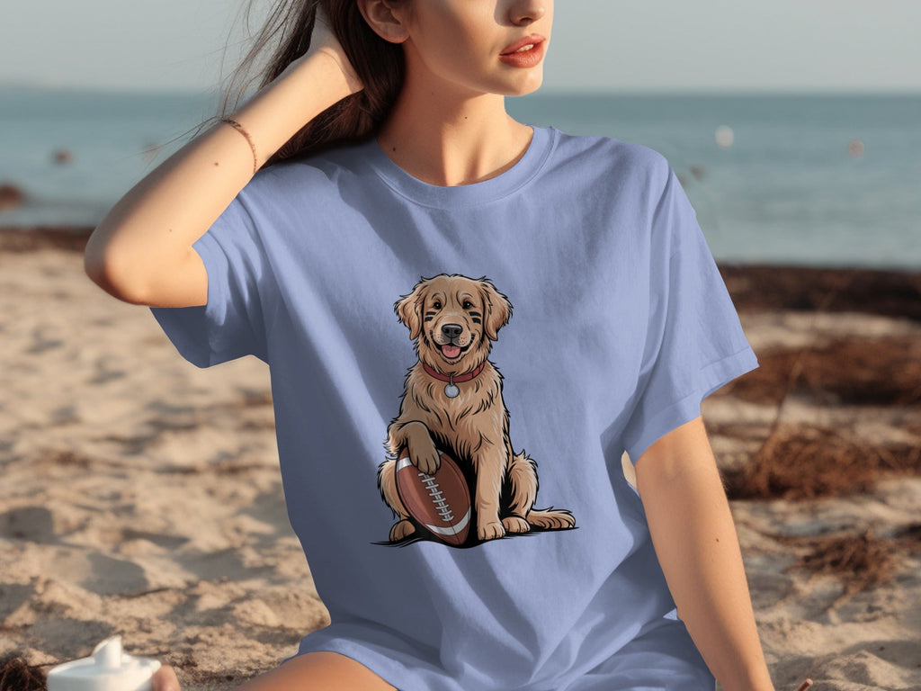 Golden Retriever Ready for Football Season T-Shirts