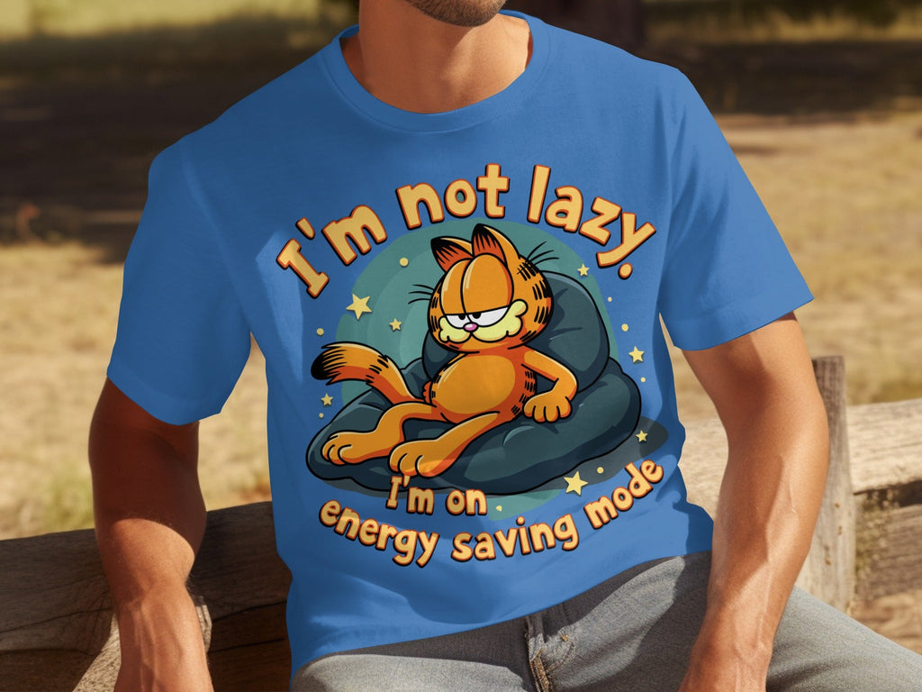 Lazy Garfield on Energy Saving Mode Funny Graphic T-Shirts